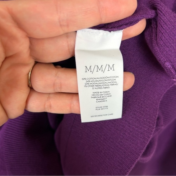 Cabi Women's Peek Pullover French Violet Purple flounce sleeve blouse size: M - Picture 11 of 12